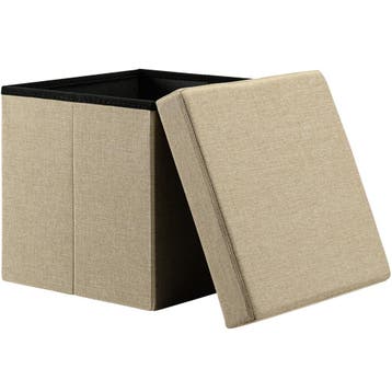 Poef Beige 40x40x40cm inklapbaar (Stoelen, Interieur), Verzenden, Nieuw