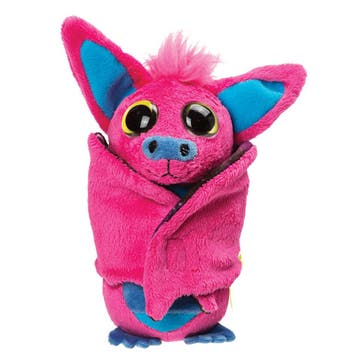 Pluche vleermuis knuffel - roze/blauw - 17 cm - glow in the, Verzenden, Nieuw