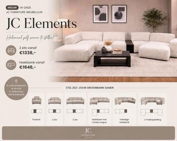 JC FURNITURE - ELEMENTS - BANK - ZELF ELEMENTEN SAMENSTELLEN, Verzenden, 150 cm of meer, Metaal, 300 cm of meer