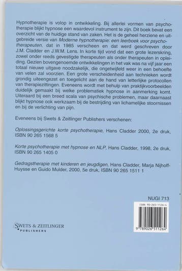 Hypnose als hulpmiddel bij psychotherapie 9789026511264, Verzenden, Gelezen, J.M. Cladder