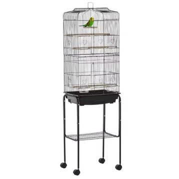 Staande Vogelkooi met Wielen Zitstokken en Voerbakken, Verzenden, Nieuw