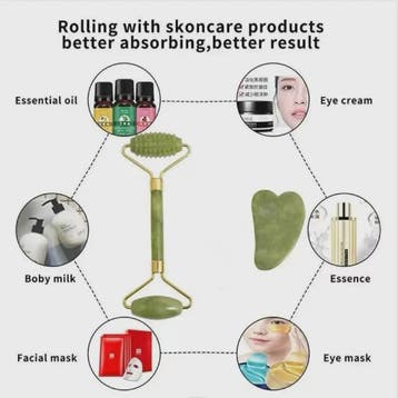 Natuurlijke Jade Roller & Gua Sha Set - Gezichtsmassage & Li, Verzenden, Nieuw