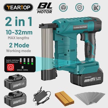 YEARTOP 2-in-1 Accu Tack- en Nagelpistool - Brushless Motor,, Doe-het-zelf en Verbouw, Gereedschap | Handgereedschap, Verzenden