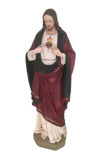 Beeld - Heilig Hart van Jezus - 43 cm - Gips - 1960-1970