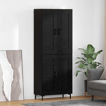 vidaXL buffetkast 2 st Zwart Eiken 69,5 x 34 x 180 cm, Huis en Inrichting, Kasten | Buffetkasten, Minder dan 50 cm, Verzenden