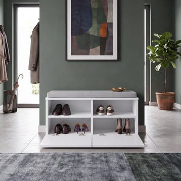 Schoenenrek Brande 80x35x42 cm wit en lichtgrijs [en.casa], Huis en Inrichting, Verzenden, Nieuw