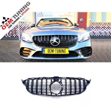 Grille voor C-Klasse W205 | GT-R Black Style | 18-23, Voor, Mercedes-Benz, Nieuw, Ophalen of Verzenden