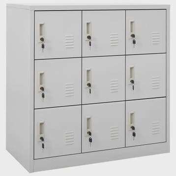Grijze Lockerkast met Sleutelslot - 9 Vakken - Staal - 90x45, Verzenden, Nieuw