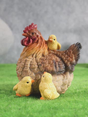 Realistische Kippenfamilie Beeldjes - Tuindecoratie Kip met, Verzenden, Nieuw