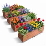 IvoQ Houten Plantenbakken Set van 4 – 120x40x32 cm – FSC Hou, Verzenden, Nieuw