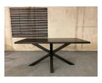 Eettafel Essenhout met Spinpoot | Zwart-220x100 cm, Ophalen of Verzenden, Nieuw