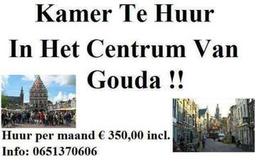 Kamer te huur centrum Gouda vanaf € 450 per maand incl., Zuid-Holland