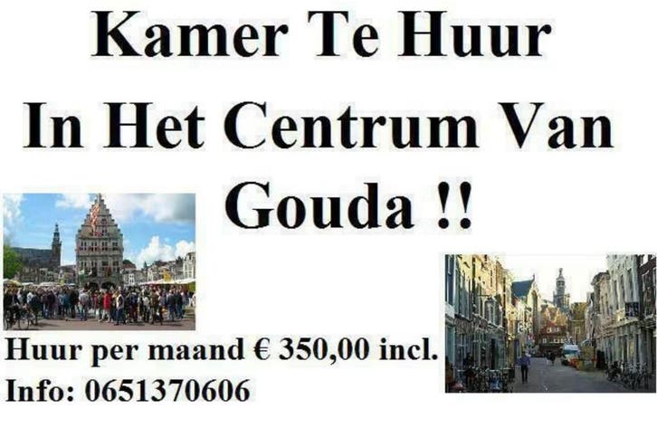 Kamer te huur centrum Gouda vanaf € 450 per maand incl., Huizen en Kamers, Garages en Parkeerplaatsen, Zuid-Holland