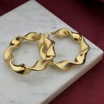 Gouden wokkel creolen; Ø 45 mm (Oorbellen), Sieraden, Tassen en Uiterlijk, Oorbellen, Ophalen of Verzenden, Gebruikt, Overige kleuren