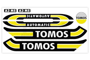 Tomos Stickerset glans standaard automatic zwart / geel c..., Ophalen of Verzenden, Nieuw, A.J. Bromfiets Parts B.V.