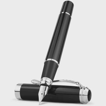 Luxe Zwarte Metalen Vulpen met Extra Fijne 0.38mm Penpunt -, Verzenden, Nieuw in verpakking