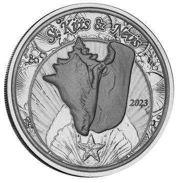 EC8 - St. Kitts and Nevis Conch Shell 1 oz 2023, Verzenden, Losse munt, Zilver