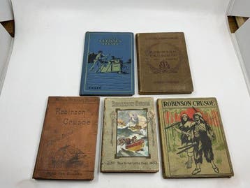 Daniel Defoe - Five vintage Robinson Crusoe editions retold