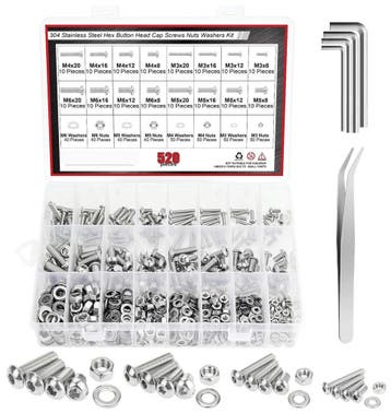 Assortiment roestvrijstalen bouten en moeren (M3–M6, 520 st, Ophalen of Verzenden, Nieuw