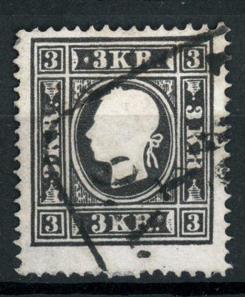 Oostenrijk 1858 - gestempeld 3 Kr grijszwart Typ I beide R, Gestempeld