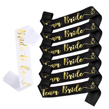 7-delige sjerpen wit met goud set Bride to Be en Team Bride, Kleding | Dames, Verzenden, Wit, Sweet-One, Nieuw