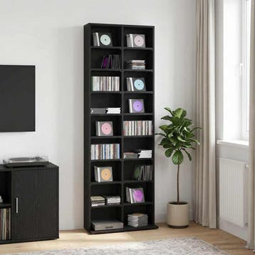 vidaXL CD Kast Zwart eiken 65 x 23,5 x 175 cm Bewerkt hout, Verzenden, Nieuw