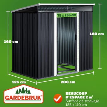 Tuinschuur Zwart Metaal 200x125x180cm (Voor in Huis), Verzenden, Nieuw