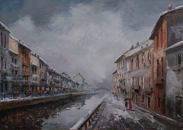 Eugenio Mantegani (1929-2005) - Milano Il naviglio grande
