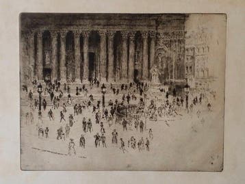 Joseph Pennell (1857-1926) - St. Pauls pavement, London