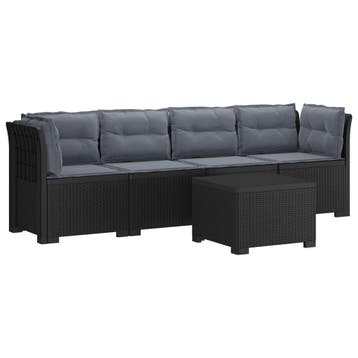 vidaXL 4-Persoons Tuin Sofa met Kussens Rieten Look PP, Verzenden, Nieuw
