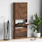 vidaXL Schoenenkast 59x17x150 cm bewerkt hout gerookt, Verzenden, Nieuw