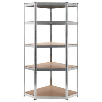vidaXL Hoekrek 5-laags staal en bewerkt hout zilverkleurig, Verzenden, Nieuw