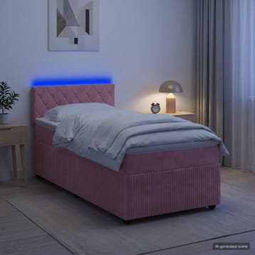 vidaXL Boxspringbed met matras met hoofdeinde Roze 80 x 200, Verzenden, Nieuw, Eenpersoons, Stof