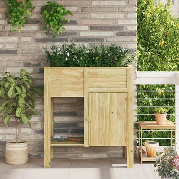 vidaXL Hoge Planter Bruin Geïmpregneerd grenenhout, Tuin en Terras, Bloembakken en Plantenbakken, Verzenden, Nieuw, Hout