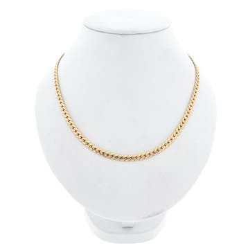 Gouden platte gourmetschakel ketting, Sieraden, Tassen en Uiterlijk, Kettingen, Ophalen of Verzenden, Gebruikt, Goud, Goud