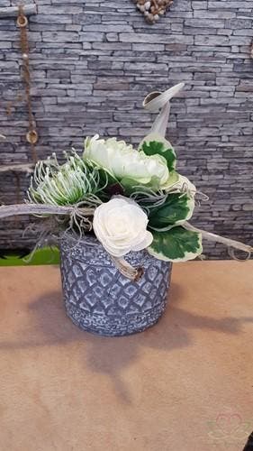 Cement bloempot 13,5x15 cm, Huis en Inrichting, Woonaccessoires | Kunstplanten en Kunstbloemen, Ophalen of Verzenden, Nieuw