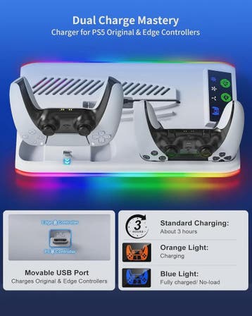 PS5 Accessoire Station: Koeler, Lader & RGB Verlichting voor, Huis en Inrichting, Verzenden, Nieuw