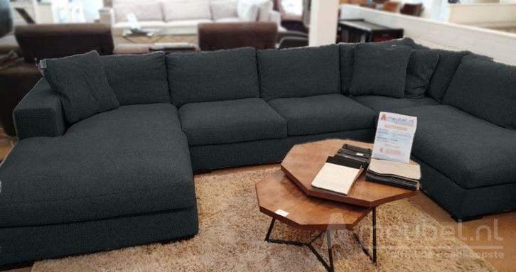 U-Bankstel Sloterdijk - loungebanken - Antraciet, Huis en Inrichting, Banken | Sofa's en Chaises Longues, 150 cm of meer, Nieuw