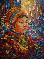 Nguyen Robert (1958) - Tradition 80 60 cm  Vendu sans, Antiek en Kunst