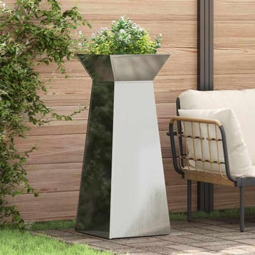 vidaXL Pilaar Plantenbak zilver 40 x 40 x 100 cm, Verzenden, Minder dan 60 cm, Nieuw, Metaal