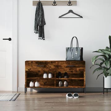 vidaXL Schoenenbank 102x35x55 cm bewerkt hout gerookt, Verzenden, Nieuw