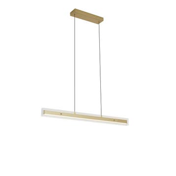 Moderne hanglamp messing met helder glas incl. LED easylift, Verzenden, Nieuw, Modern