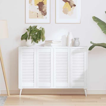 vidaXL Kastdeuren louvre design 4 st 69x29,5 cm wit, Huis en Inrichting, Verzenden, Nieuw