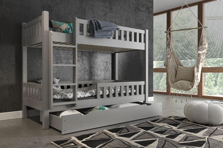 Rockwood® Stapelbed Tom Grey Inclusief 3 lattenbodems  en  2, Kinderen en Baby's, Kinderkamer | Bedden, Nieuw, Ophalen of Verzenden