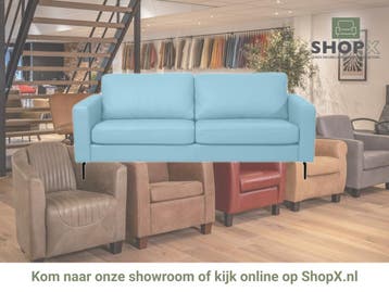 Leren bank Match - 2,5 zits - Toledo Sky Blue (lichtblauw), 150 tot 200 cm, Nieuw, Ophalen of Verzenden, Rechte bank