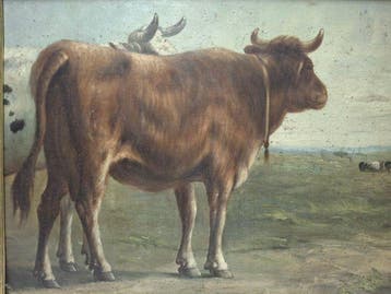 Belgische school (XX) - Koeien aan de polder, Antiek en Kunst