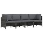 vidaXL Tuinbank 4-zits met kussens poly rattan grijs, Verzenden, Nieuw, Rotan