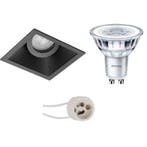 GU10 Inbouwspot Set - Mat Zwart - Inbouw Vierkant -, Metaal of Aluminium, Nieuw, Ophalen of Verzenden, Led
