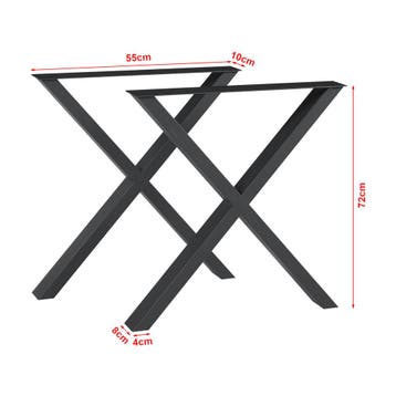 Stalen onderstel Maribo set van 2 tafelpoot 72x55 cm zwart [, Verzenden, Nieuw