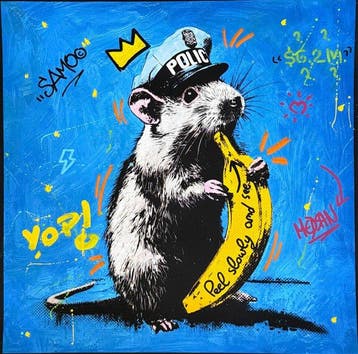 MEDSAN - Banana Cop - 100% PAINTING - UNIQUE WORK, Antiek en Kunst